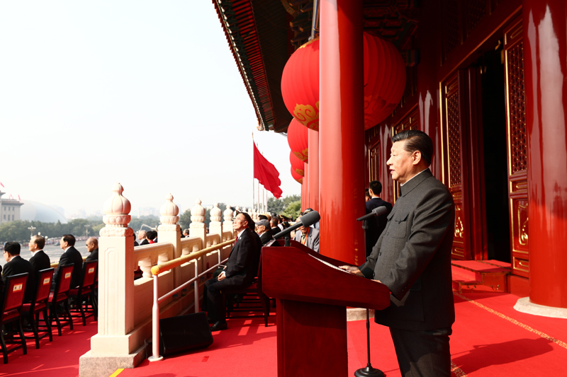 10月1日上午，慶祝中華人民共和國成立70周年大會在北京天安門廣場隆重舉行。中共中央總書記、國家主席、中央軍委主席習近平發(fā)表重要講話。